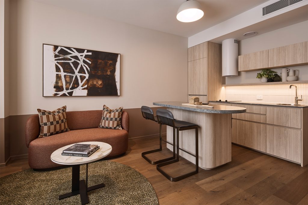 Rydges Melbourne Hotel_One Bedroom Apartment_Kitchen and Living Room