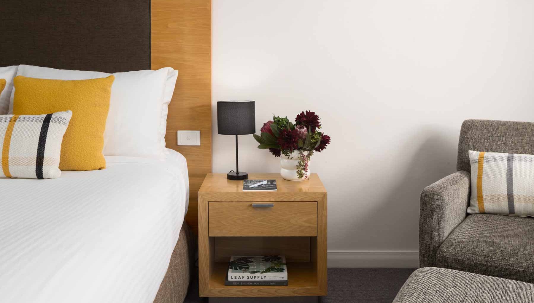 Queen Room - Bedside Table - Rydges Bankstown